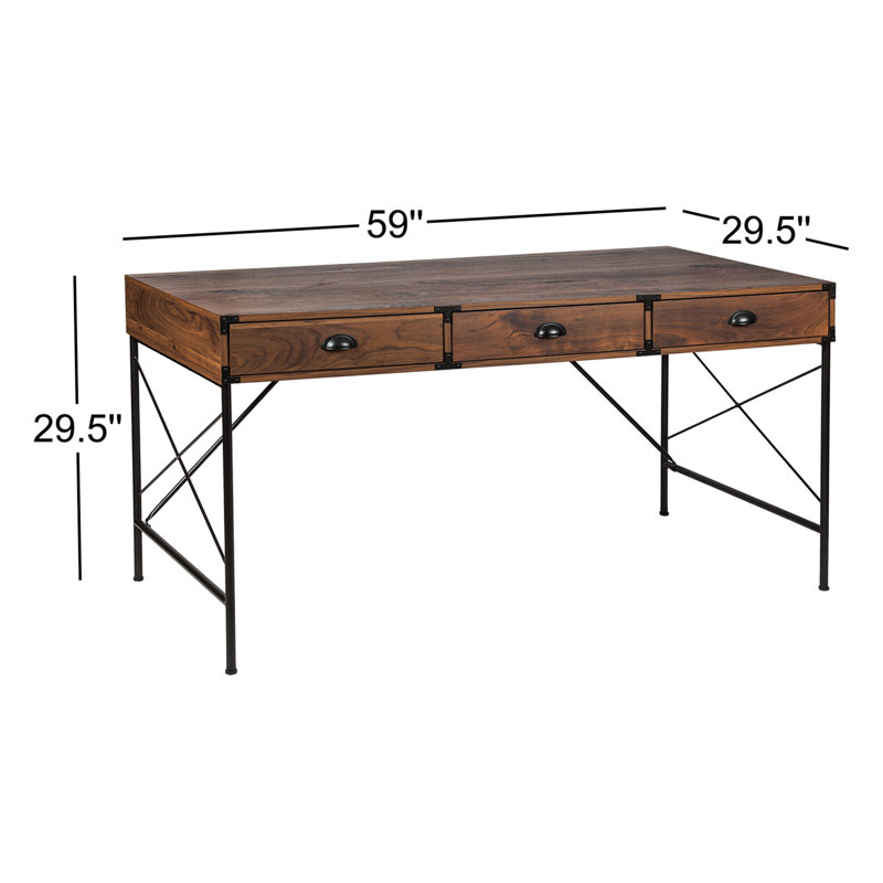 Bureau à grain de bois 59 po avec tiroirs Wycombe, Noyer