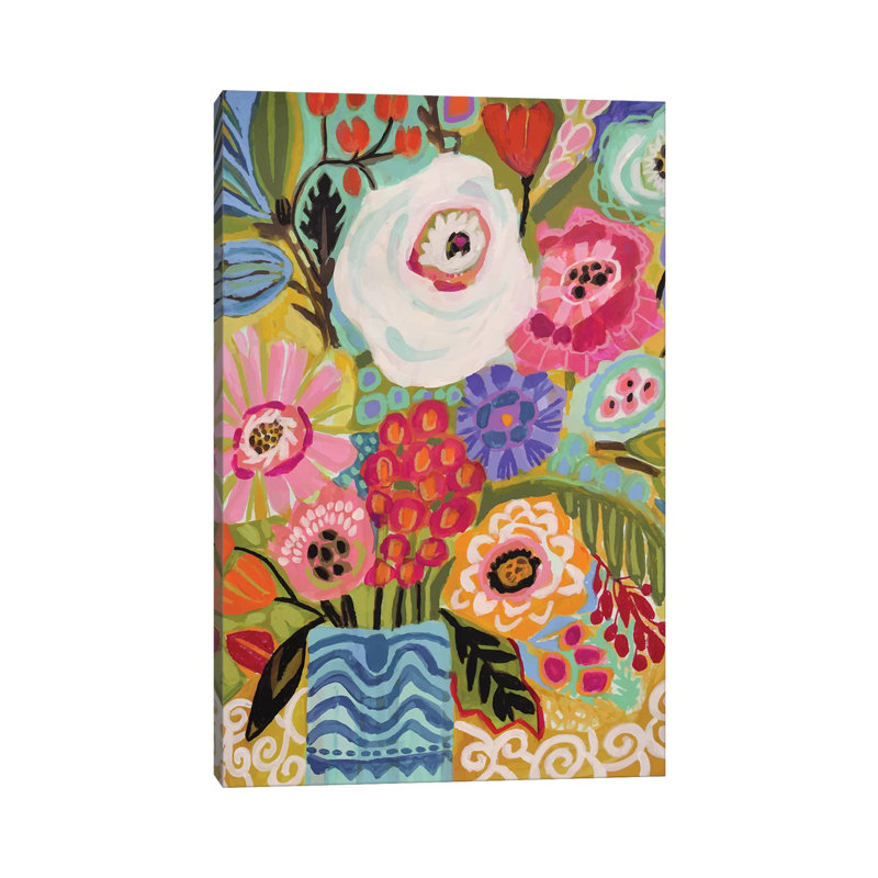 Fresh Flowers In Vase II by Karen Fields - Wrapped Canvas Print, 20.32 cm H x 30.48 cm W