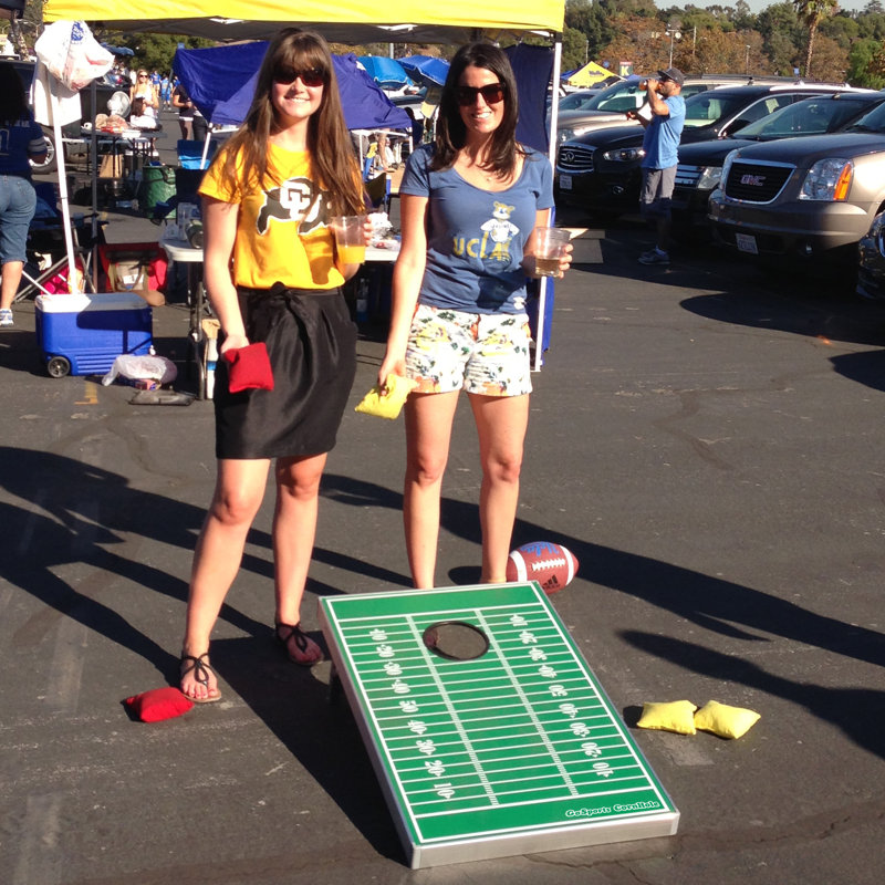 GoSports Green Aluminum Frame Football Cornhole Set with Bean Bags