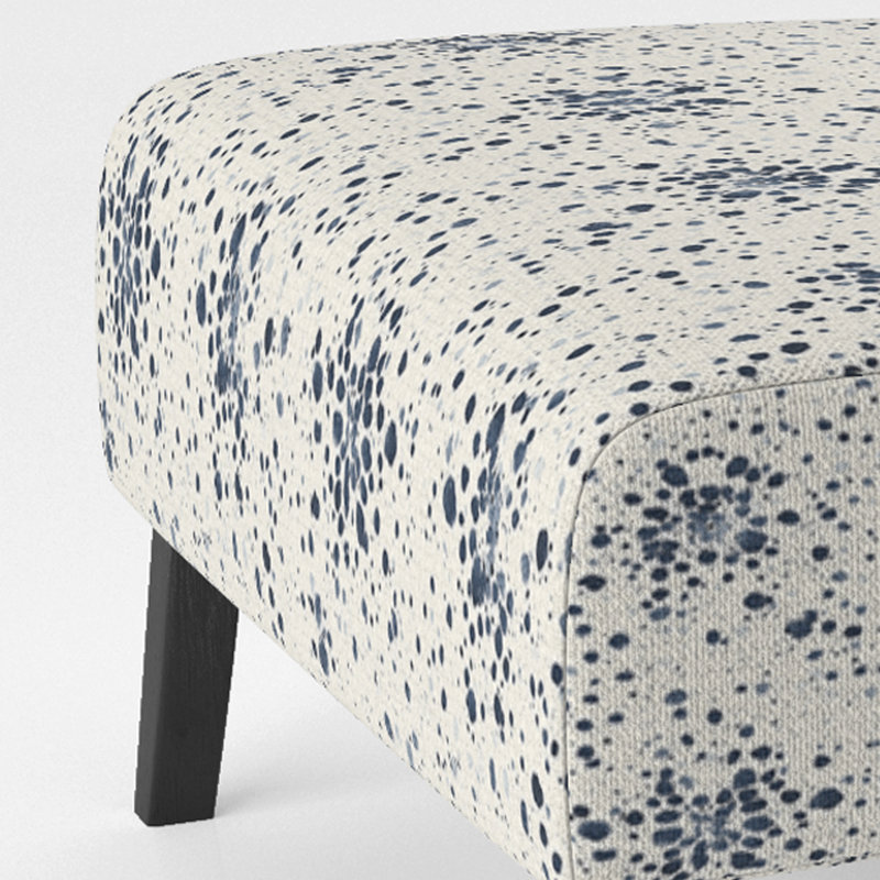 Fauteuil de chambre abstrait en tissu bleu et crème, Pantoufle sans accoudoirs