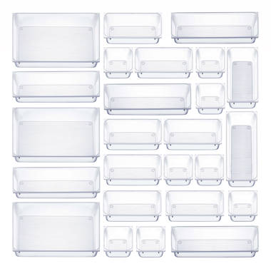 Clear Drawer Organizer Plastic Drawer Storage Boxes 25pcs with Non-Slip  Pads