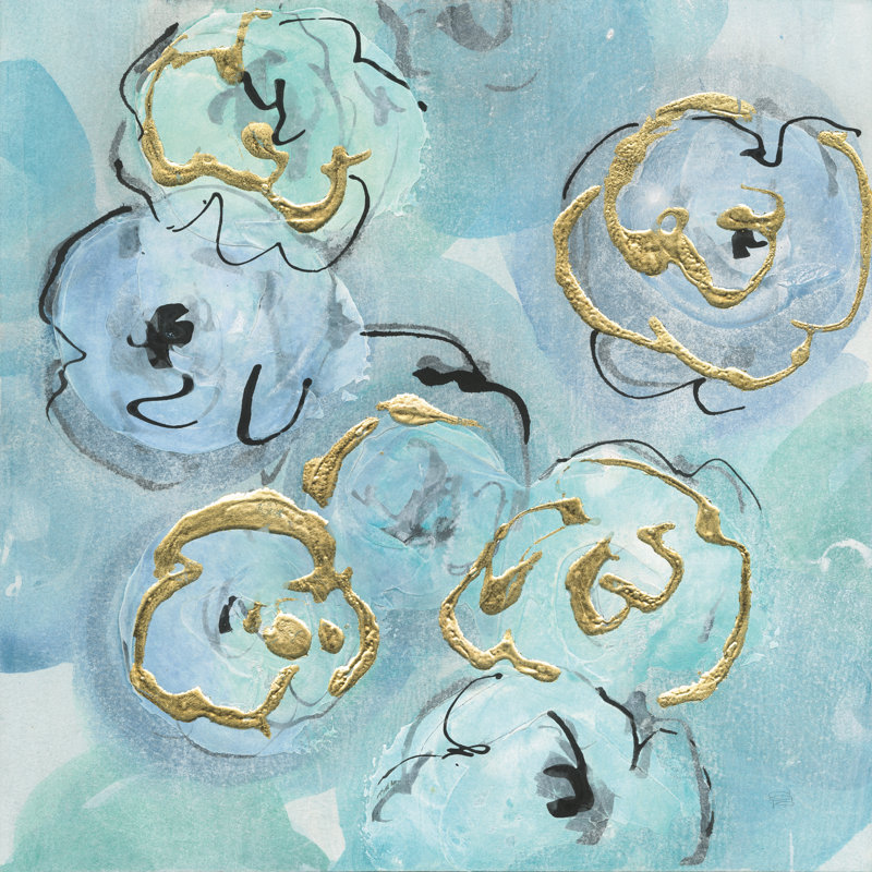 Gold Edged Teal I by Chris Paschke - Wrapped Canvas Painting, 46cm H x 30cm W x 3.8cm D