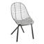 Chaise en métal noir avec coussins en similicuir gris clair - ensemble de 2