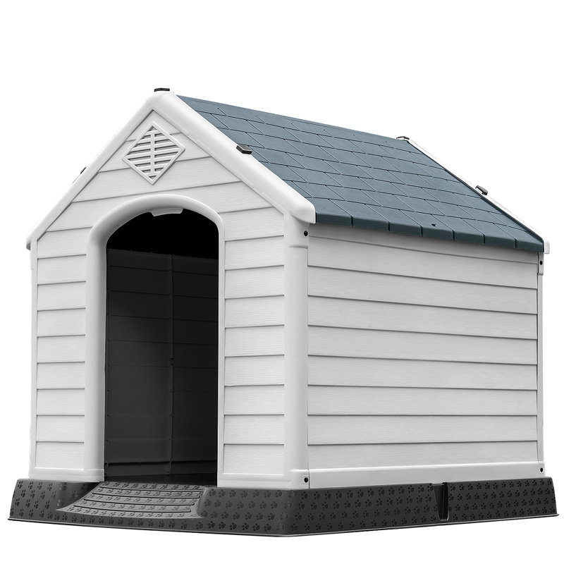 Niche pour chien isolée en plastique Deisi, H 30 po x l 30 po x P 33 po, gris
