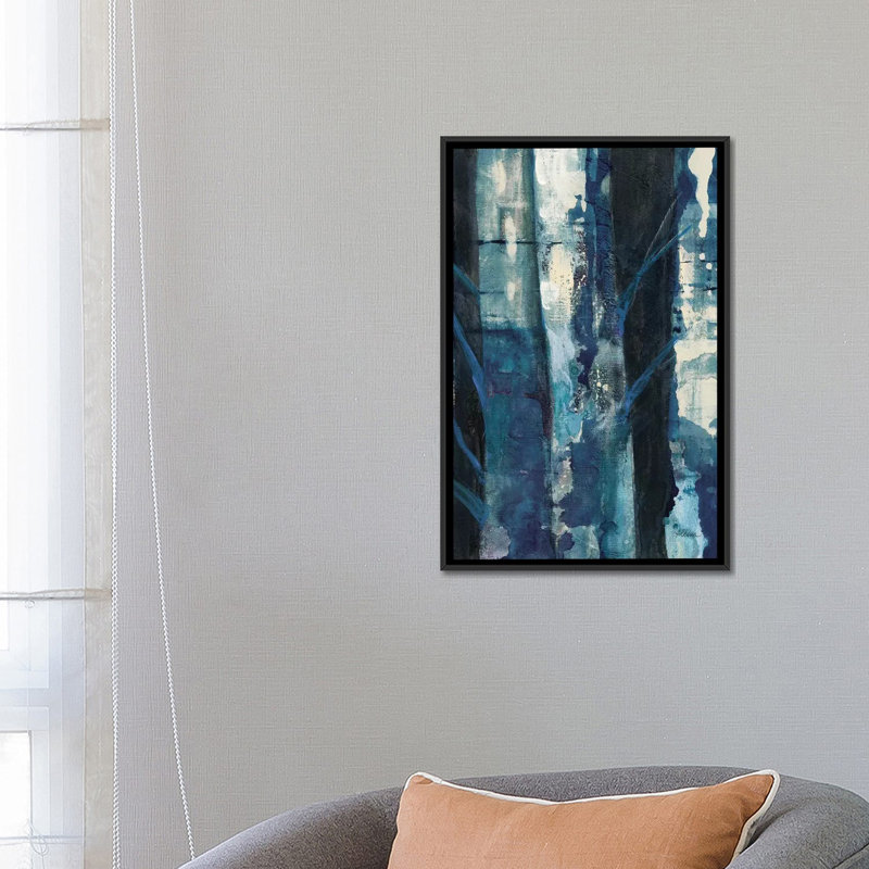 « deep colors i indigo », reproduction sur toile, H 26 po x l 18 po x P 1,5 po, Toile avec cadre noir, Pas de tapis