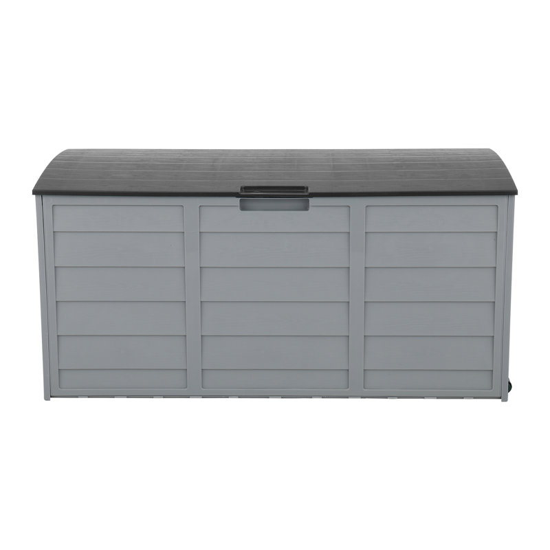 Coffre de terrasse en plastique avec roulettes 75 gallons Winado, Gris foncé / Gris