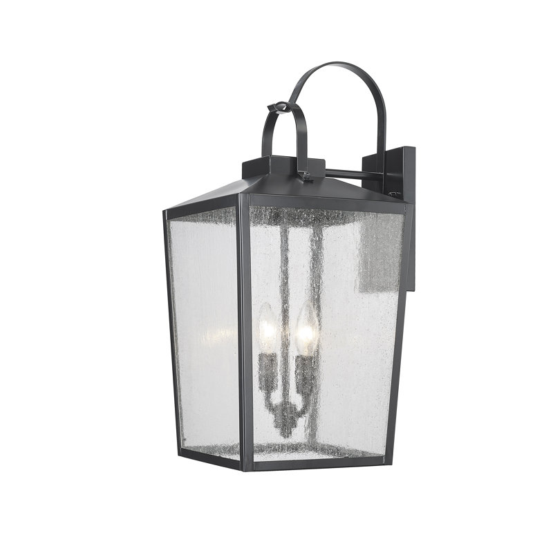Devens 2 Light 22" Tall Steel Outdoor Wall Sconce, Powder Coated Black