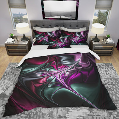 Formes florales abstraites multicolores - ensemble de housse de couette floral - polyester microfibre