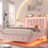 Upholstered Platform Bed with LED Lights, Charging Port, Floating Bed-2140033194-2083676636