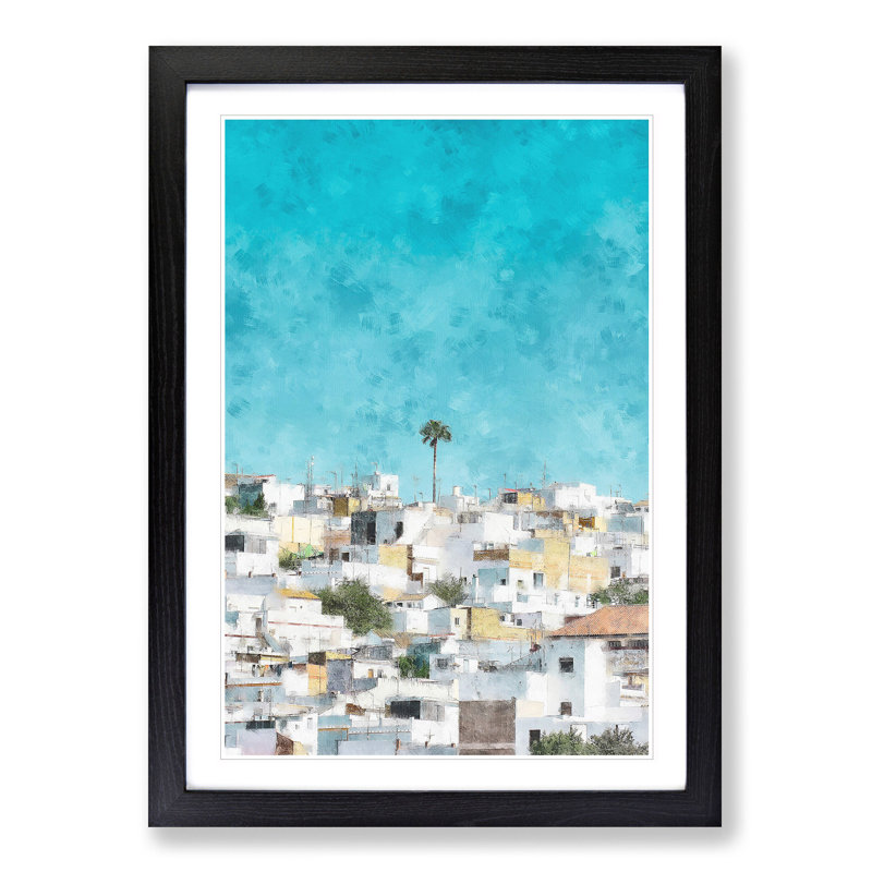 Rooftops in Montecorto Spain - Picture Frame Graphic Art Print, 33cm H x 24cm W x 2cm D, Black Framed