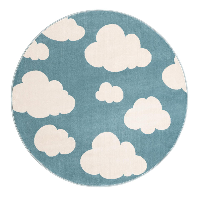 Unique Loom Clouds Whimsy Kids Rug, Round 5'3"