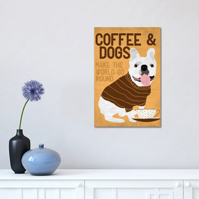 Coffee And Dogs French Bulldog by Ginger Oliphant - Wrapped Canvas Gallery-Wrapped Canvas Giclée