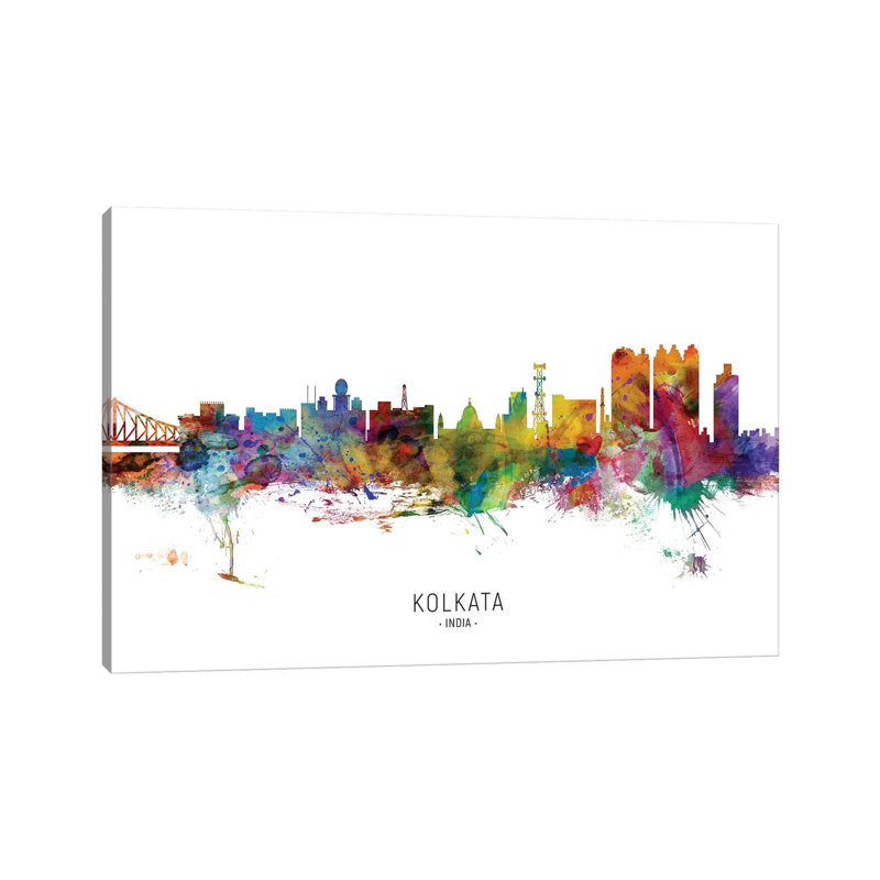 «Kolkata India Skyline» par Michael Tompsett, impression sur toile tendue, H 8 po x l 12 po x P 0,75 po