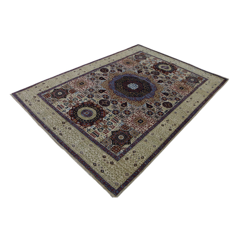 Hand Knotted Wool Area Rug in White