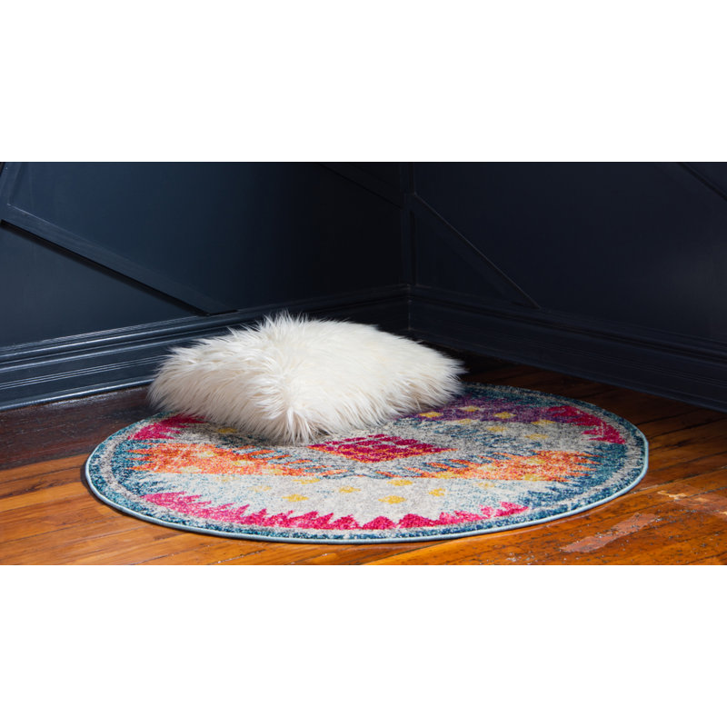 Jahanna Washable Abstract Indoor Rug, Round 4'1"