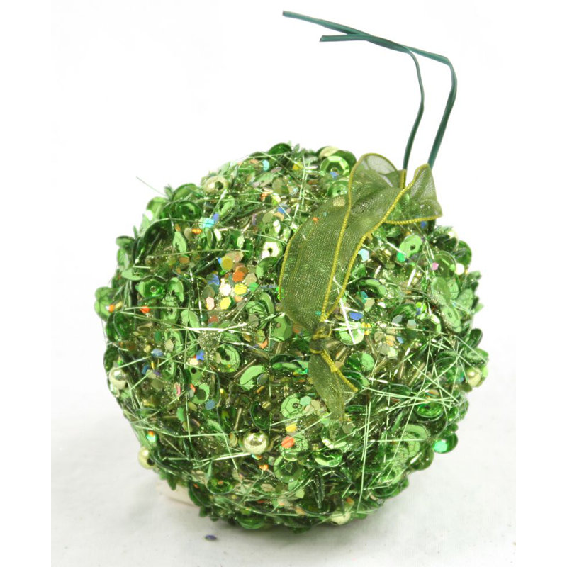 Ornement boule de paillettes, 4" H x 4" L x 4" D, Or
