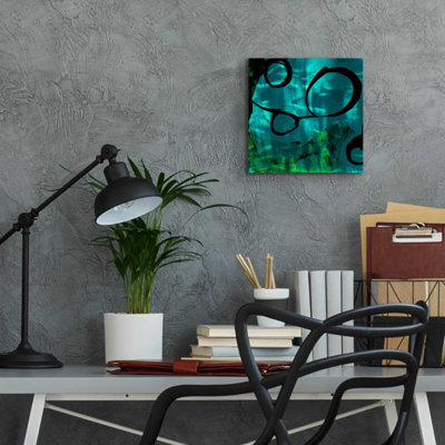  «Turquoise Element II» par Sisa Jasper, «Art mural en verre acrylique, 24 po x 24 po
