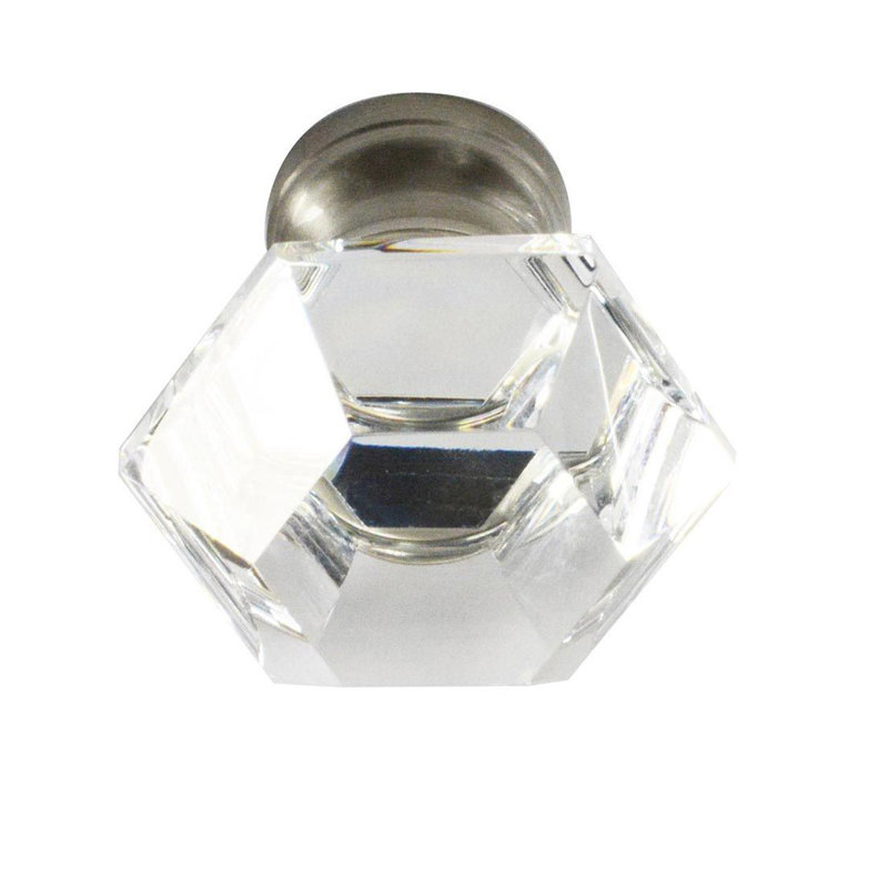 Poignée géométrique 1 1/4 po Elegance, Transparent / nickel brossé
