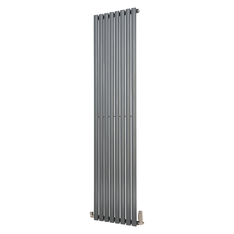 Angela Vertical Designer Radiator, Anthracite, 180cm H x 46.8cm W x 9cm D