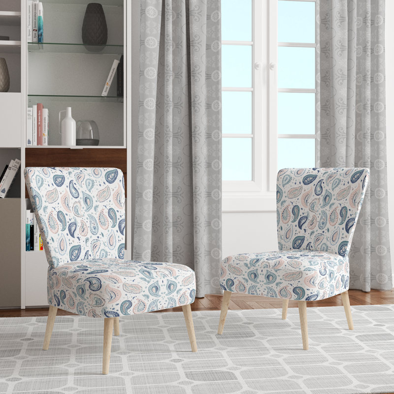 Chaise rembourrée moderne avec accoudoirs Serene Paisley Dreams, Chaise d'appoint sans accoudoirs