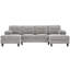 Canapé modulaire en U 103,5 po - Chenille gris avec deux méridiennes, poches de rangement et coussins d'accoudoirs pour le salon