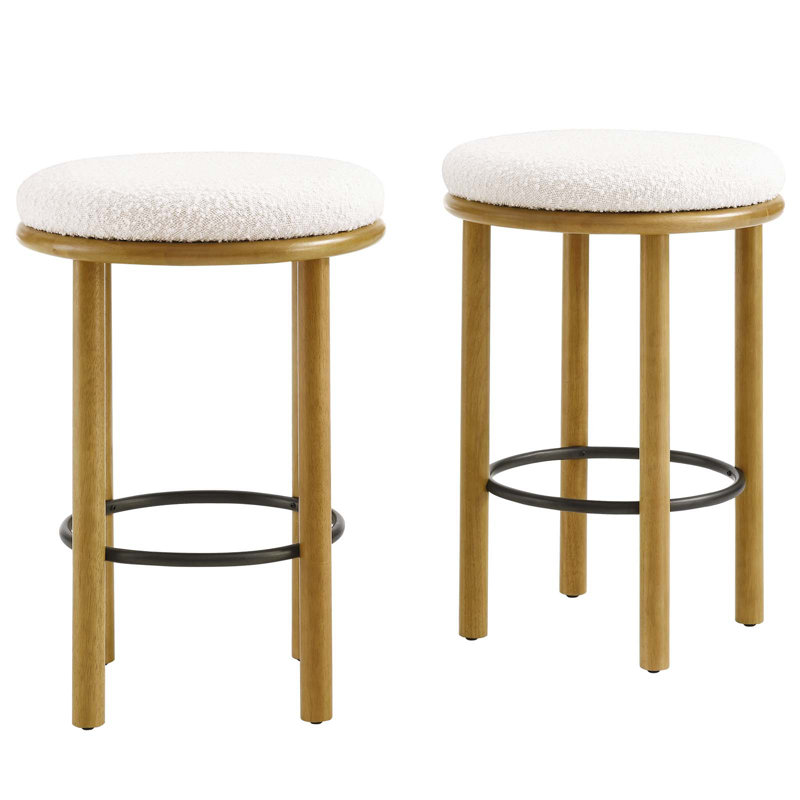 Modway Fable 26" Counter Stool, Oak, Ivory
