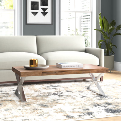 Table basse moderne à pieds croisés avec rangement Pangea Home Alexa