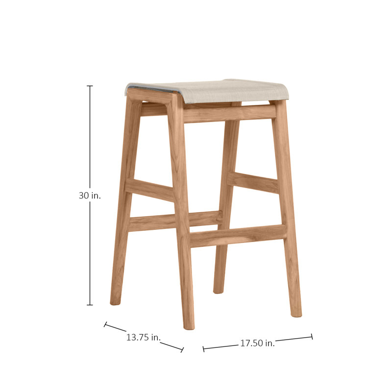 Coast Patio Bar Stool, Natural Teak Frame/Canvas Sling