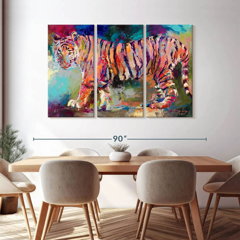 Tigre royal du Bengale sur toile, ensemble de 3 pièces, H 48 po x l 74 po x P 1,25 po