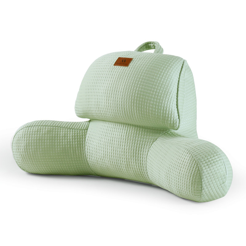 Coussin rafraîchissant à gaufres pour le soutien du dos avec poche et poignée, Vert sauge