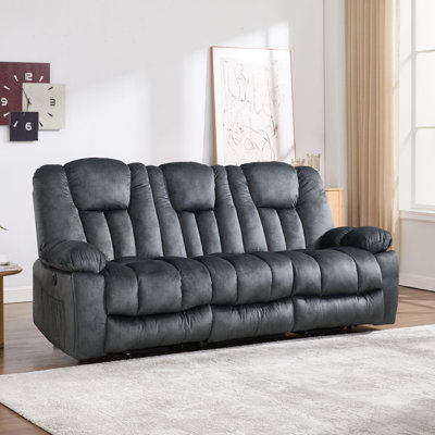 Berkman Upholstered 87.01 " Microfiber / Microsuede Sofa Power Reclining