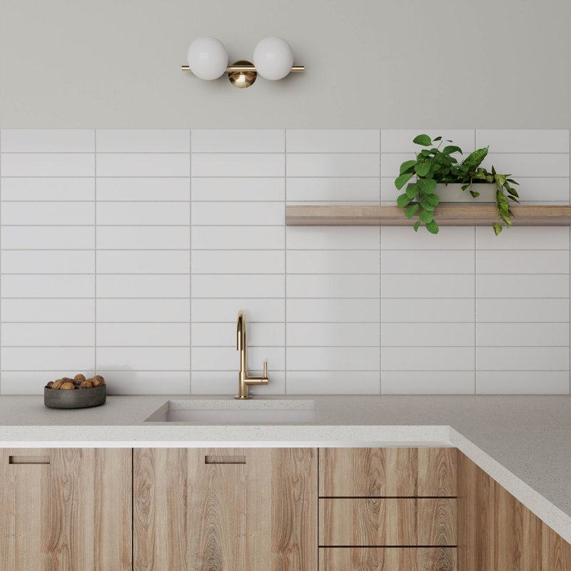 City 3in.x12in. Ceramic Subway Wall Tile, White Gloss