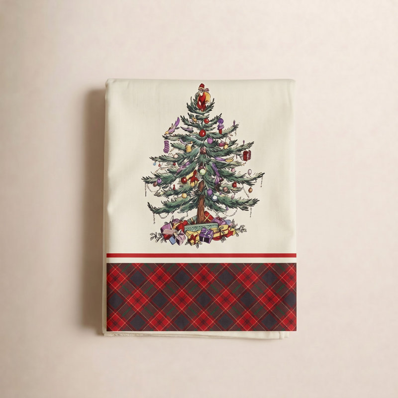 Christmas Tree Floral Tablecloth, 72" x 14"