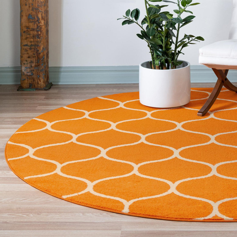 Tapis orange Grammont, Rond 3 pi 1 po, Orange