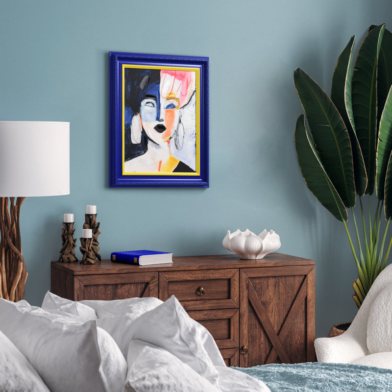 "Abstract Diva", reproduction d'art numérique sur toile giclée à la main avec cadre baroque bicolore