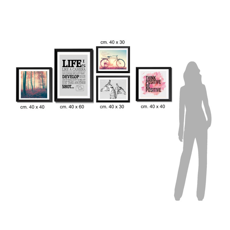Life - 5 Piece Single Picture Frame Print on Wood