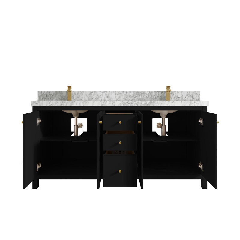 Ensemble de meuble-lavabo double 72 po Chicago, Marbre de Carrare