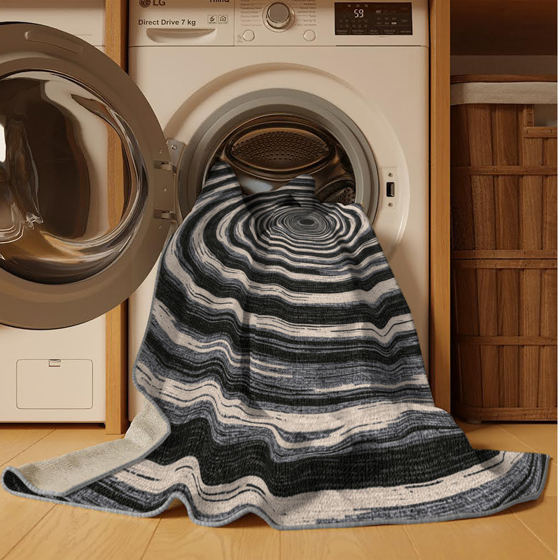 Tapis brun lavable à la machine, Carré 5 pi