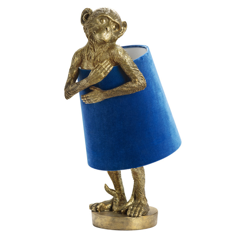 Lampe de table Chester en résine or 21 "avec abat-jour en velours Chester, or