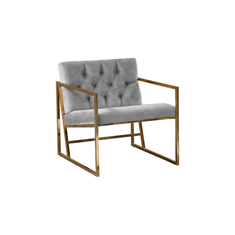 Élégant fauteuil à oreilles avec pieds en métal, 27,6 po x 29,1 po x 29,5 po | Structure 100% métal recouverte d'un tissu doux 100% Babyface | Couleur grise élégante, parfaite pour le décor du salon ou du bureau, conception confortable
