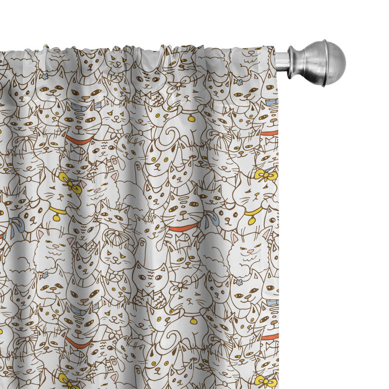 Kitten Semi-Sheer Rod Pocket Curtain Panels, 28" x 84"