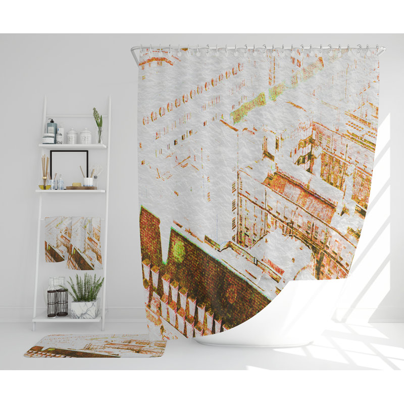 Neilius Polyester Shower Curtain Set, Brown