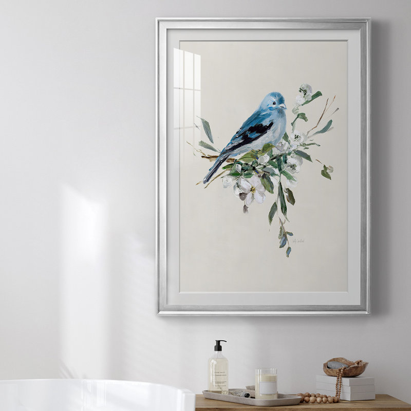 " Bluebird Happy I ", Silver Framed, 24.5" H x 18.5" W x 1" D