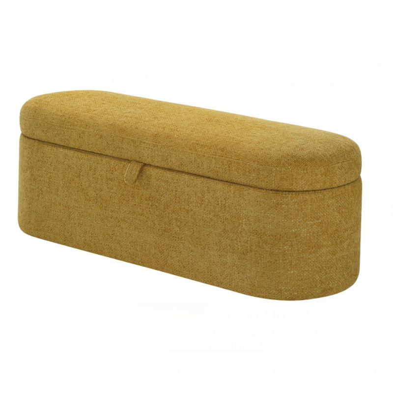 Philipa Storage Bench-Gold Tweed, Gold