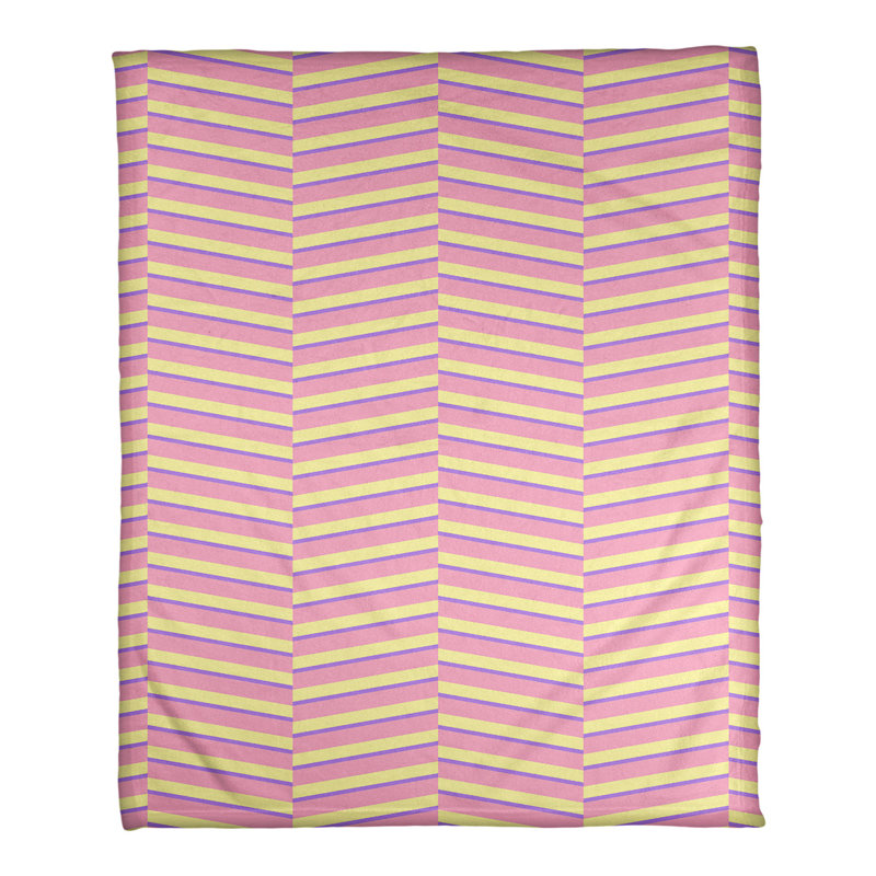Couverture polaire rayures fracture, l 50 po x L 60 po, Rose / Mauve / Jaune