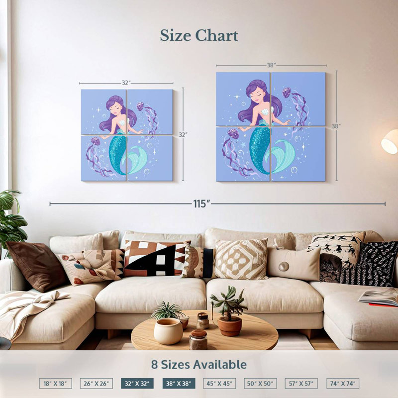 Ashelle Mermaid Swimming, 32" H x 32" W