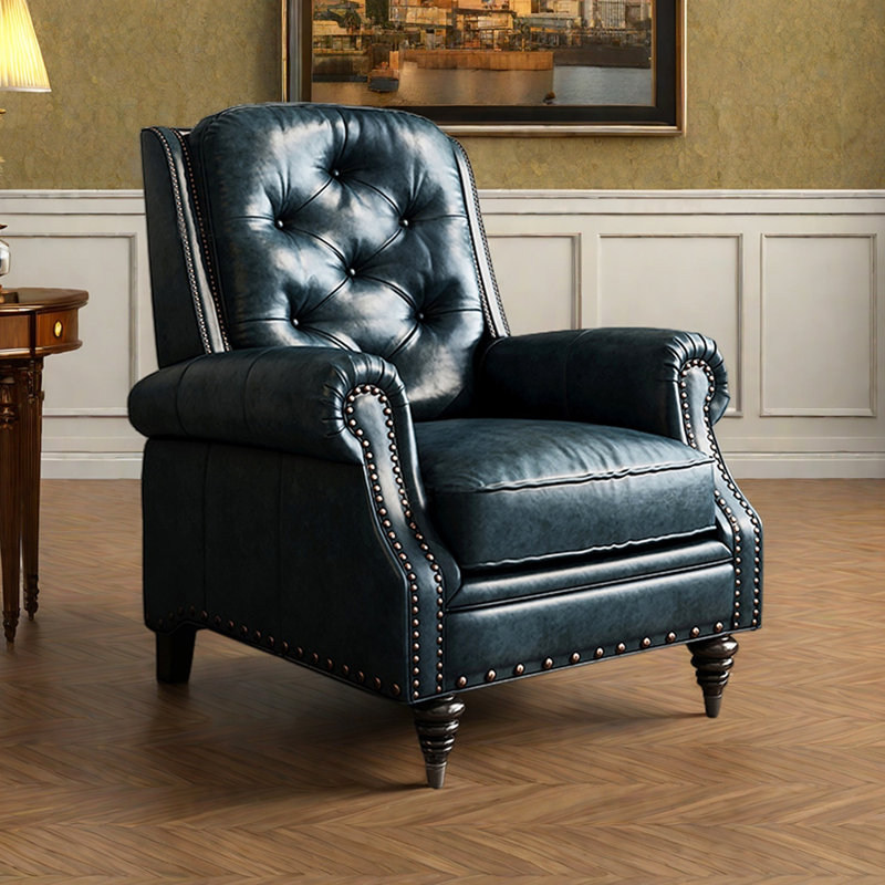 Fauteuil inclinable réglable en similicuir pour balcon, Bleu