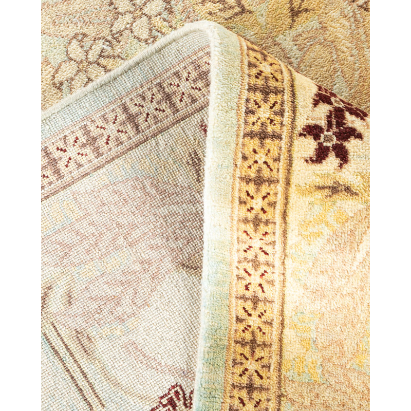Tapis bleu clair en laine noué à la main Haynie 8 pi 2 po x 10 pi 1 po