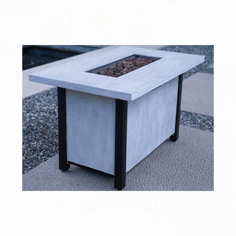 Table de foyer d'extérieur au gaz propane pour patio, Blanc crémeux
