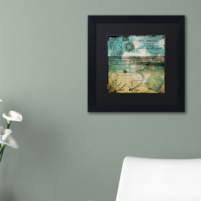Cadre photo sur toile Jadaya «Ocean Clouds II» par Color Bakery, Noir, H 16 po x l 16 po x P 0,5 po, Toile avec cadre argenté